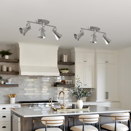 Image of Nickel 3-Light Track Lighting Kit, Directional Ceiling Light Fixtures, Industrial Kitchen Lighting for Island, Over Table, Hallway,Laundry Room