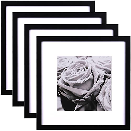 Yaetm 12X12 Picture Frames Black Set Of 4, Square Photo Frame Displays 8X8 With Mat Or 12X12 Without Mat, Gallery Wall Frame Set, Multi Collage Frames For Wall Hanging #TOP11