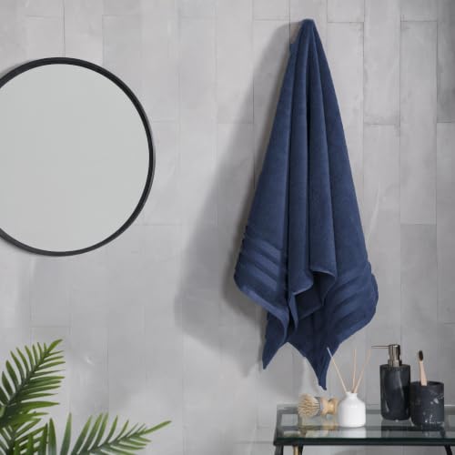 Image of MYTRIDENT Towels for Bath Large Size | Finesse Collection, 1 Piece Bath Towel | 75 cm x 150 cm | 625 GSM, Zero-Twist, Luxuriously Soft, 100% Cotton, Navy