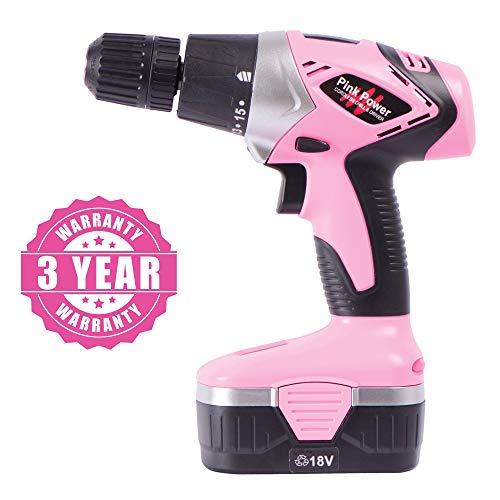Pink Power Drill Set For Women 18V Pink Cordless Drill Driver Tool Kit For Women Electric Drill, Power Drill Set With Tool Case, Battery, Charger & Drill Bit Set - Lightweight Screwdriver Drill #TOP5