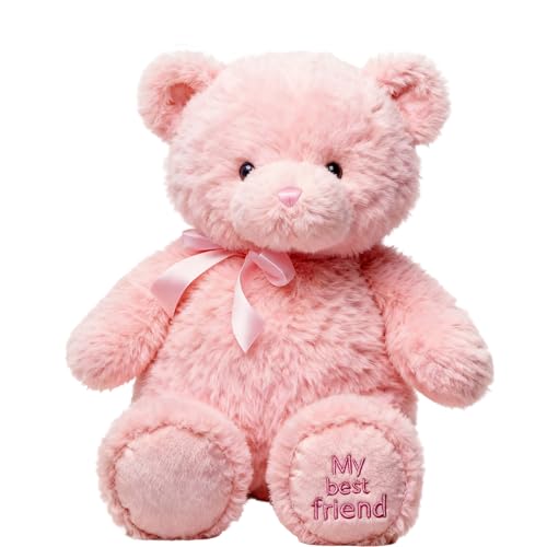 SrgPui Pink Teddy Bear Soft Plush Toy for Adults Cuddly Companion for Gifting and Comfort 28 cm Huggable Stuffed Animal for Women