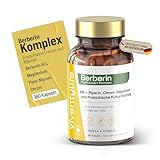 Hochdosiert Berberin Komplex 180 Vegan Kapseln für 3 Monate 1000mg Berberin HCl mit Magnesium, Chrom, Probiotische Mischung und Schwarzem Pfeffer