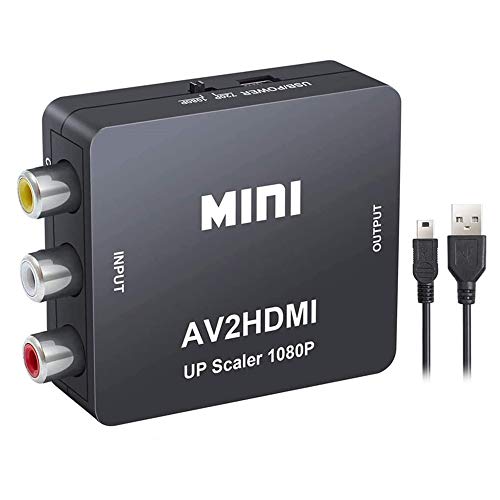 Convertidor de video RCA a HDMI, 1080P AV a HDMI, adaptador CVBS compuesto compatible con PAL/NTSC con cable USB para PC, portátil, Xbox, PS3, TV, STB, VHS VCR, cámara DVD