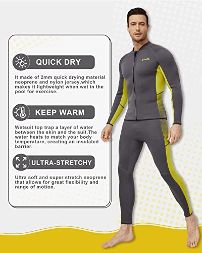 Goldfin Mens Wetsuit Top And Pants, 2Mm Neoprene Wetsuit Jacket Wetsuit Shirt For Water Aerobics Diving Surfing Kayaking(Mens Pants, L) #TOP2