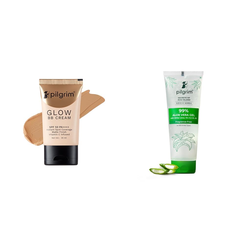 Pilgrim Honey Glow 3-In-1 Natural Bb Cream Medium Coverage For All Skin Types Spf 50 Pa++++ With Niacin & Korean 99% Pure Aloe Vera Gel 200ml with Vitamin E & Vitamin B5 for Face & Hair-image-13