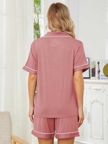 Image of Womens Pajama Sets Short Sleeve Sleepwear Soft Button Down Nightwear Lounge Pj Set XS-XXL