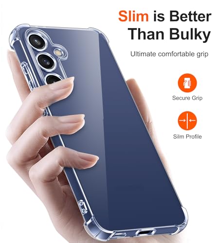 Image of Lustree Back Cover Transparent Case Compatible with Samsung Galaxy S23 FE | Clear + TPU Case with 4 Corner Air Cushion Protection & Camera Protection | Slim& Stylus Cover