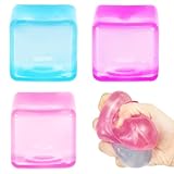 3Pack Ice Cube Stress Ball,Small Cube Fidget Toys,Squishy Cube for Anxiety Relief Stress Reliever,Stress Relief Toys for Adults Kids Children Teens