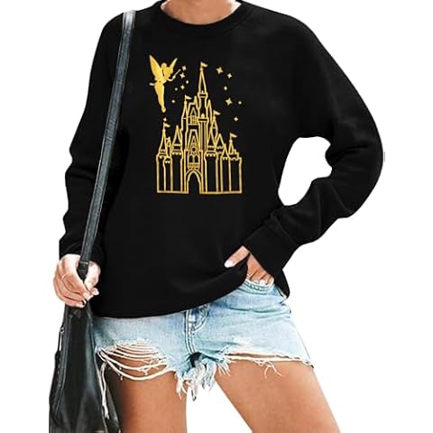 MNLYBABY Magic Kingdom Sweatshirt Women Magical Castle Shirt Cute Fairy Pullover Family Vacation Shirts Long Sleeve Tops Black Cover