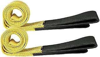 Pindex 2Pcs Webbing Lifting Sling Strap: 1.8M Heavy Duty Polyester Cargo Tow Sling Strap Strop, Max Breaking Strength 9000lbs