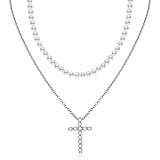 Collar Cruzado de Cuentas de Perlas de Doble Capa de joyería de Plata galvanizada S925 para Mujer