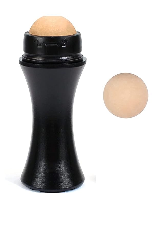JHRK Oil Absorbing Volcanic Face Roller | Volcanic Roller with 1 Extra Replaceable Volcanic Ball,Reusable On-the-Go Oil Control Roller, Instant Results Remove Excess Shine
