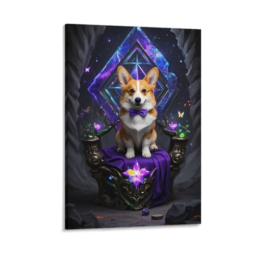 Impression sur toile Chien Corgi art mural deco chambre tableau abstrait 30x45