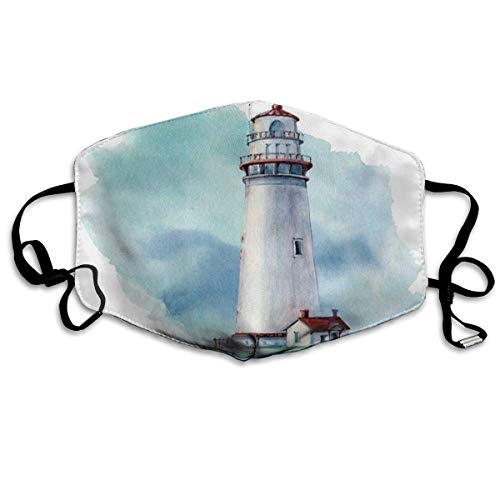 Preisvergleich Produktbild Atmungsaktive Premium Gesichtsschutzhülle,Blauer Nautischer Aquarell-Leuchtturm Es Ist Das Perfekte Rote Künstlerische Gebäude Gedruckte Frauen Männer Anti Wind Staubschutzschutzabdeckung Für Skirad