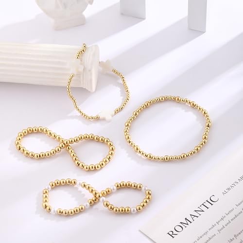 Bracelets for Women, Waterproof 14K Gold/Silver Plated Stackable Bracelets for Women Non Tarnish Trendy Dainty Paperclip Figaro Box Herringbone Hand Chain Bracelet Pack Stack Adjustable Jewelry for Women4