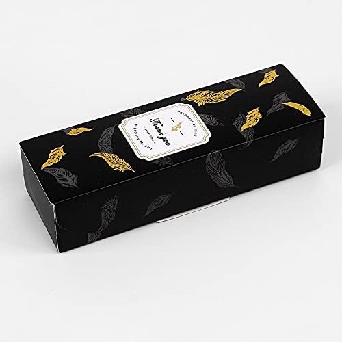 Crysdaralovebi 20pcs Rectangular Marbling Cardboard Gift Box Black Plume Paper Packaging Boxes Chirstmas Thank You Cake Chocolate Paper Boxes (Black,21.5x7x5cm)