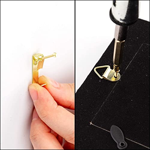 Image of Lilianos 220 Pcs Picture Hangers Kit Frame Hanging Hooks Hardware with Hooks Nails Hanging Wire Sawtooth D Ring and Screw Eyes