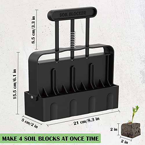 Soil Block Maker Hand Held 4 Cell Soil Blocker 2 Inch Blocking Tool For Seed Starting Transplant, Seed Blockers With Comfortable Handle For Outdoor Garden Seed Plants #TOP1