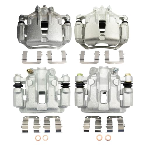 Image of TRQ Front and Rear Brake Caliper Set Zinc Coated Brackets Hardware Compatible with 2010-2013 Kia Forte Forte Koup