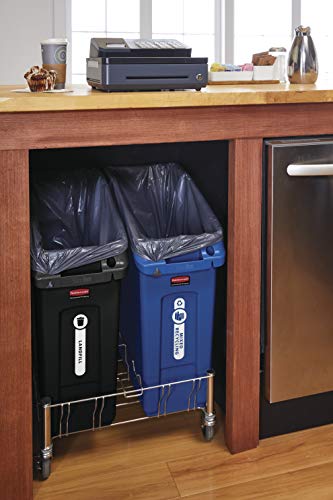 Rubbermaid Commercial Products 2026695 wąski pojemnik na śmieci Jim z kanałami wentylacyjnymi, 13 galonów, szary