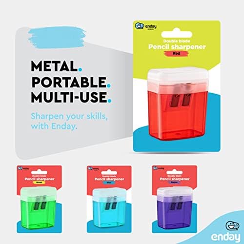 Miniatura 4 de Sacapuntas manual de doble agujero, color rojo, sacapuntas de lápices jumbo con tapa y contenedor, sacapuntas de color de mano para lápices grandes