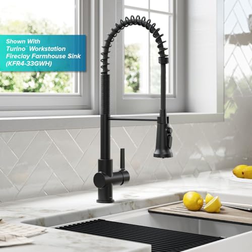 Image of Kraus KFF-1691MB Britt 2-in-1 Commercial Style Pull-Down Single Handle Filter Kitchen Faucet for Reverse Osmosis or Water Filtration System, Matte Black