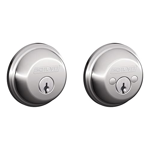 Image of SCHLAGE B62N625 Deadbolt, Keyed 2 Sides, Bright Chrome