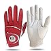 Gant De Golf Homme Main Gauche Droite Cuir Avec Marqueur De Balle Value Pack, Gants Durable Doux Confortable Flexible S M ML L XL Bleu Foncé Rouge Marron (ML-Main Gauche(Worn on Left Hand ), Rouge)