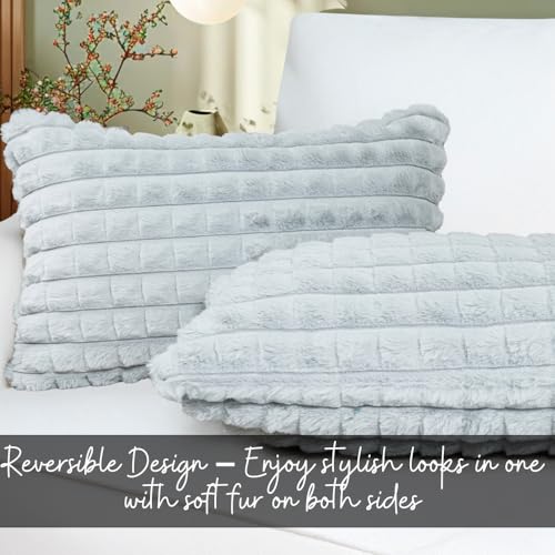 Image of HOMADORN Luxury Plush Fur Reversible Cushion Cover Ultra Soft & Cozy (Pack of 2)