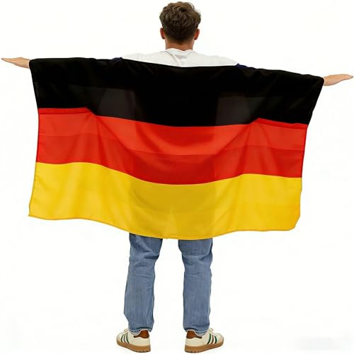 AURALIN Cape Drapeau Allemagne à Porter Manteau de Supporter Allemand Accessoire Coupe du Monde 2026 Football Fan Zone Stade et Fête Taille Unique Adulte...