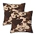 Lot de 2 housses de coussin carrées décoratives en cuir de vache marron - 45,7 x 45,7 cm