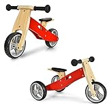 COSTWAY 2 in 1 Kinder Laufrad für 18-36 Monate Baby, Dreirad/Slip Modus Holz Fahrrad, Kinderlaufrad Lauflernrad mit verstellbarem Sitz, Balance Bike ohne Pedal