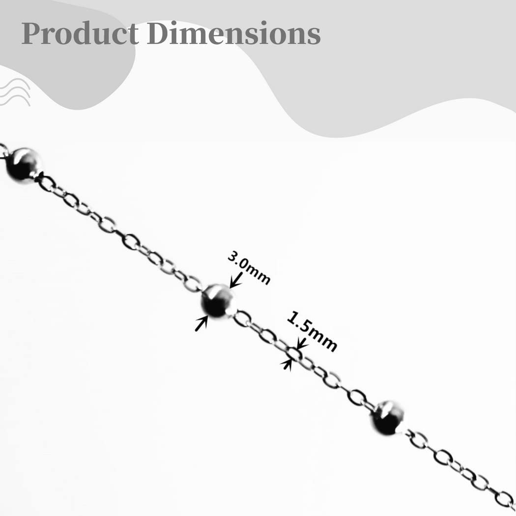 Schmuckkette 32,8 ft, DIY-Kettenglied-Kabelkette mit Verschlüssen und Biegeringen, für Halsketten, Armbänder, Fußkettchen, Taschen und Körperschmuck