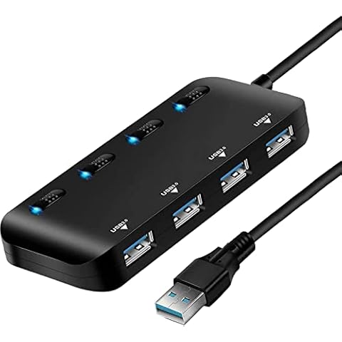shoplease USB 3.0 Hub Ultra-thin USB splitter,4 port usb extension with Individual On/Off Switche,Portable Expansion Data Hub Cover