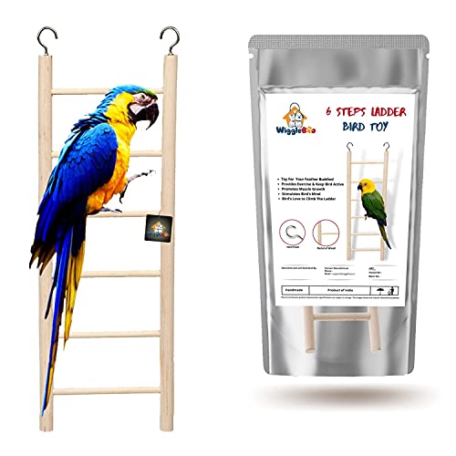 Image of 28cm Natural Wooden 6 Step Ladder Bird Toy | Climbing, Exercise & Fun | for Medium & Large Birds