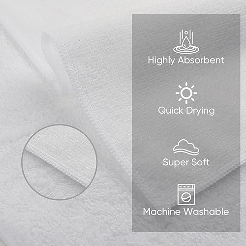 Image of HOMEXCEL Microfiber Washcloths 24 Pack, Highly Absorbent and Soft Face Towel, Multi-Purpose White Wash Cloths for Bathroom, Hotel, Spa, Gym, and Kitchen, 12x12 Inch