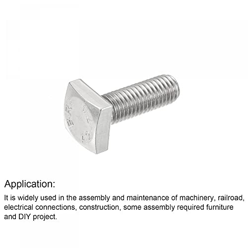 Image of uxcell Square Head Bolt, 5pcs M10x30mm Fully Thread 304 Stainless Steel Grade C Square Machine Screws