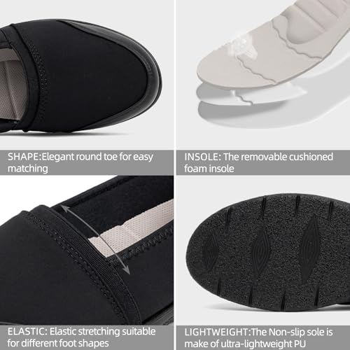 Image of Women's Orthopedic Loafers Stretchy Slip-on Comfort Walking Work Flat Shoes for Bunions