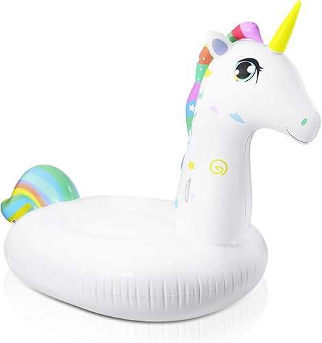 Miniatura 8 de TOYANDONA Flotador inflable gigante de unicornio para piscina, flotadores grandes de 106 x 47 x 55 pulgadas, flotadores de piscina para verano,