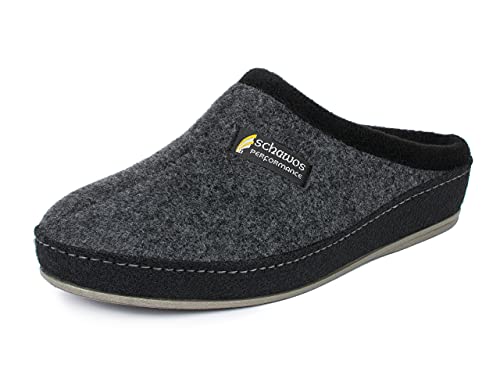 Schawos Zapatilla de Hombre en Fieltro 6030 – Pantufla cálida con forro de lana y suela firme, gris (24 W), 41 EU