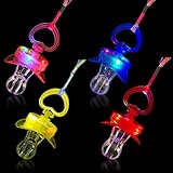 Lewtemi 4 Pcs LED Light up Toy Necklace Light up Pacifiers Colorful Glowing Pacifier Toy Flashing Pacifier Whistle Rave Binkie for Christmas Halloween Concert Bar Birthday, 4 Colors