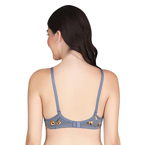 Image of Women Padded Printed Bra - Made of Pure Cotton Full Coverage Non Wired Seamless Pushup Soft Cup for T-Shirt Saree Dress Sports Garment for Daily Use Everyday