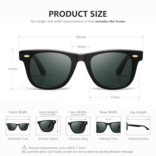 SUNGAIT Woman Retro Sunglasses Square Design UV400 Protection 80s Classic Vintage Design for Man Woman(Black/Amber/Unisex)2