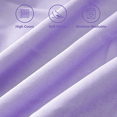 Top Finel Decorative Throw Pillow Covers With Pom Poms Soft Particles Velvet Solid Cushion Covers 18 X 18 For Couch Bedroom Car,Set Of 2,Lavender Purple #TOP1