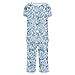 Auwer Womens Fashion Summer 2 Pc Pajamas Round Neck Short Sleeve Pleats Loose Capri Pants Printed Sleepwear with Pockets Blue