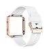 AIUNIT Fitbit Blaze Band with Frame, Fitbit Blaze Replacement Small Bands Accessories Wristband Watch Sport Strap for Fitbit Blaze Smart Fitness Tracker Women Men Boys(White Band & Gold Rose Frame)
