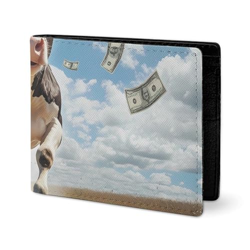 Cow Print Dollar Coin Purse PU Leather Bifold Wallet Small Change Purse Pouch Front Pocket Wallets2