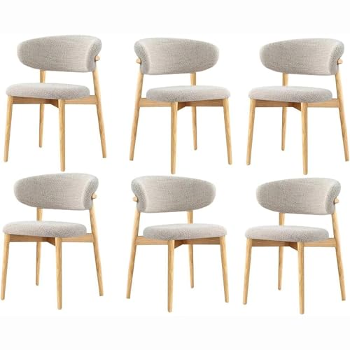 Juego de 2 sillas de comedor de madera maciza con cojín de lino, respaldo curvado, sillas de cocina tapizadas para comedor y sala de estar, elegante acabado de nogal