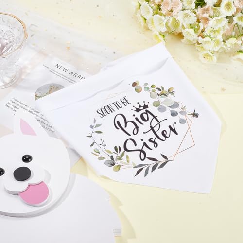CRASPIRE Soon to Be Big Sister Dog Bandana Wedding Pet Bandana White Leaf Triangle Pet Dog Scarf Engagement Wedding Announcement Photo Props Collars Accessories for Pet Dog Lovers Gifts - Image 3