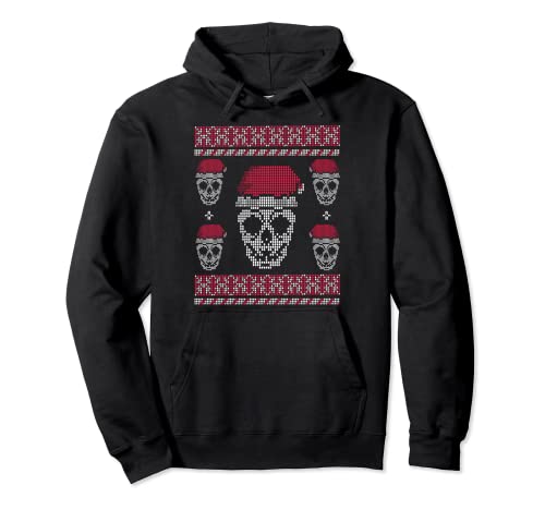Feo Navidad Calavera Esqueleto Santa Claus Año Nuevo X-Mas Sudadera con Capucha